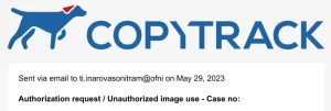 Copytrack Authorization request / Unauthorized image use