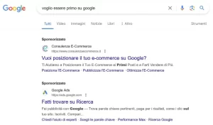 voglio essere primo su Google con Google ads